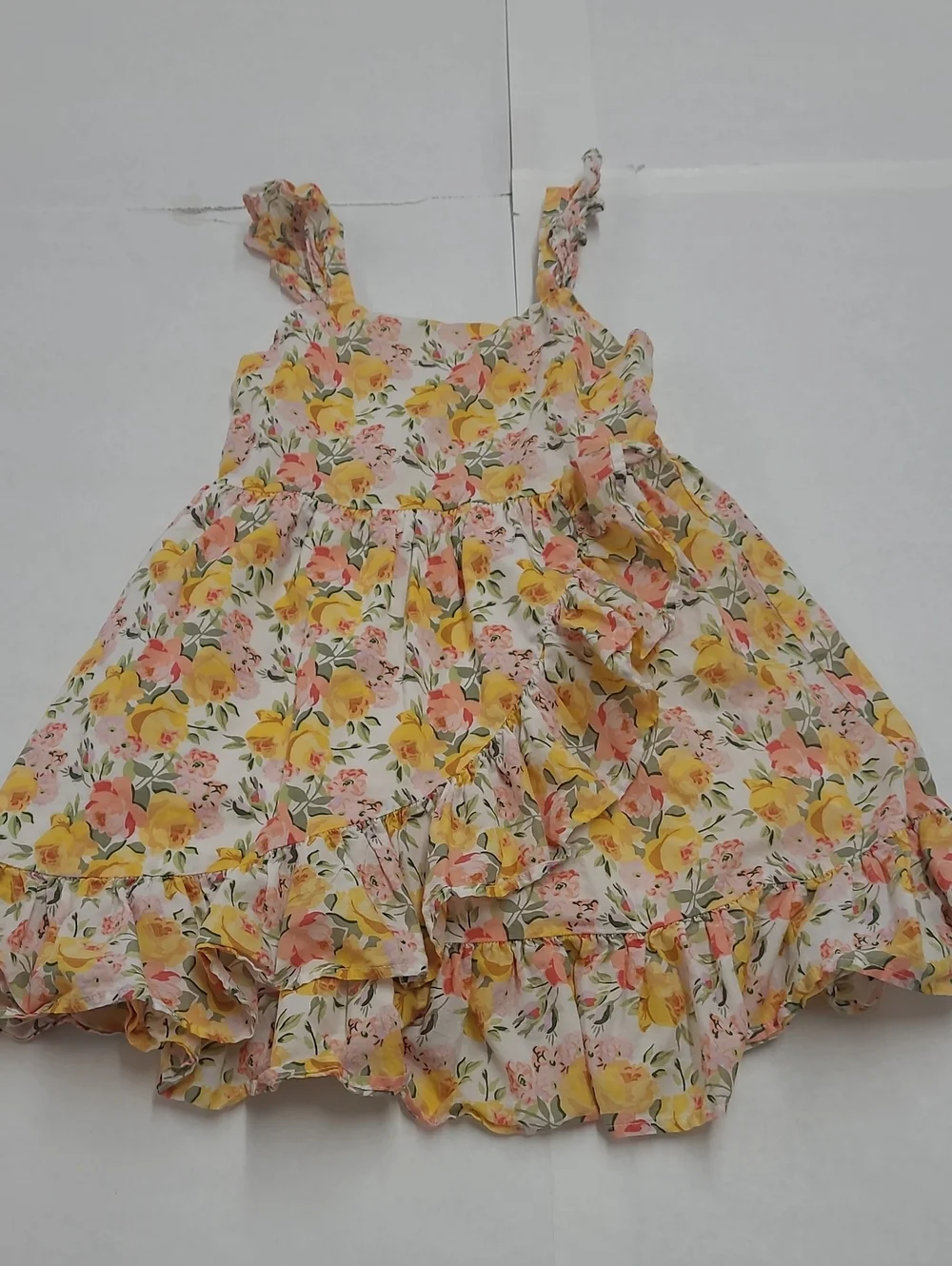 Janie And Jack Pink/Yellow Floral Sleeveless Dress Size 6